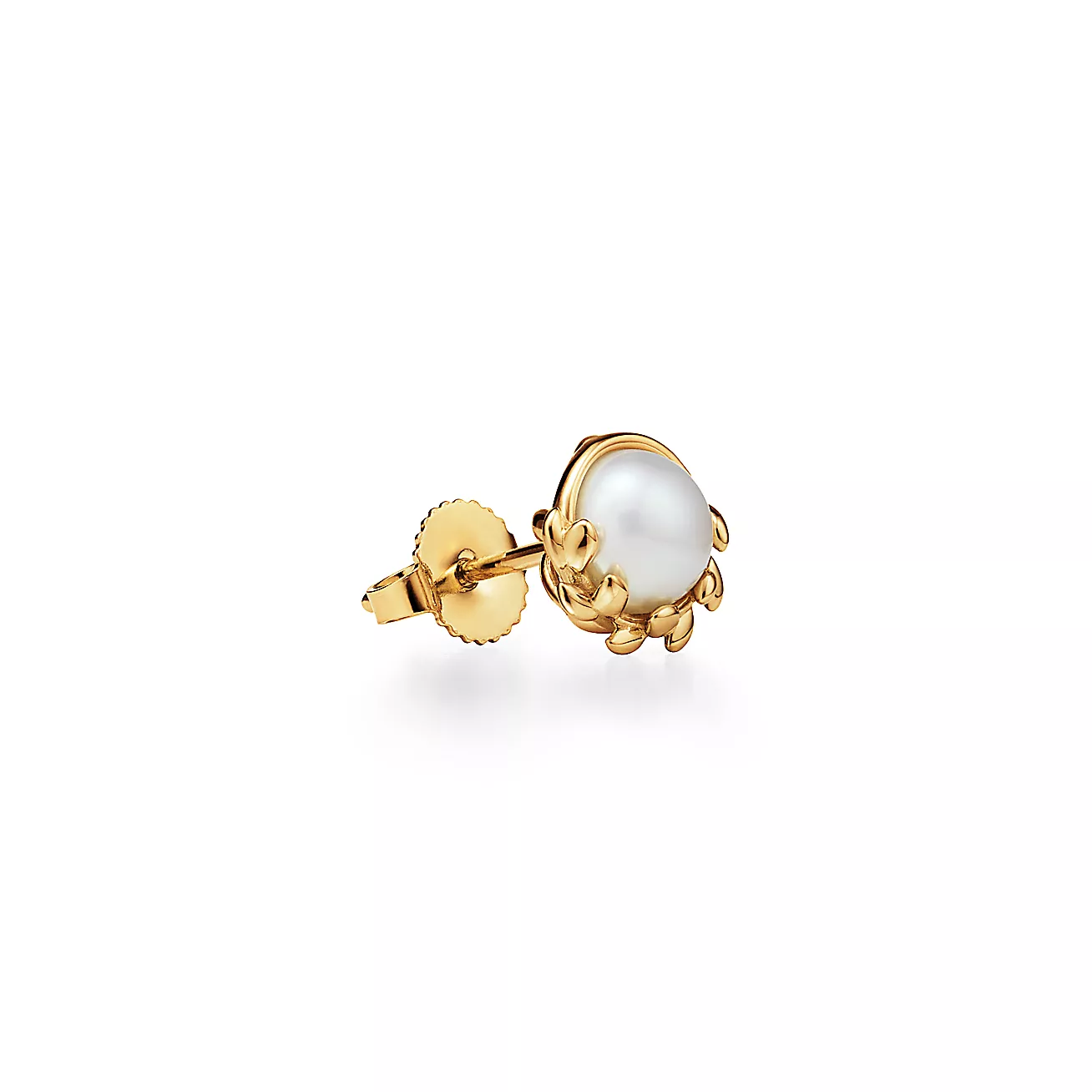 Paloma Picasso® Olive Leaf Stud Earrings in Yellow Gold with Pearls (1:1 replica)