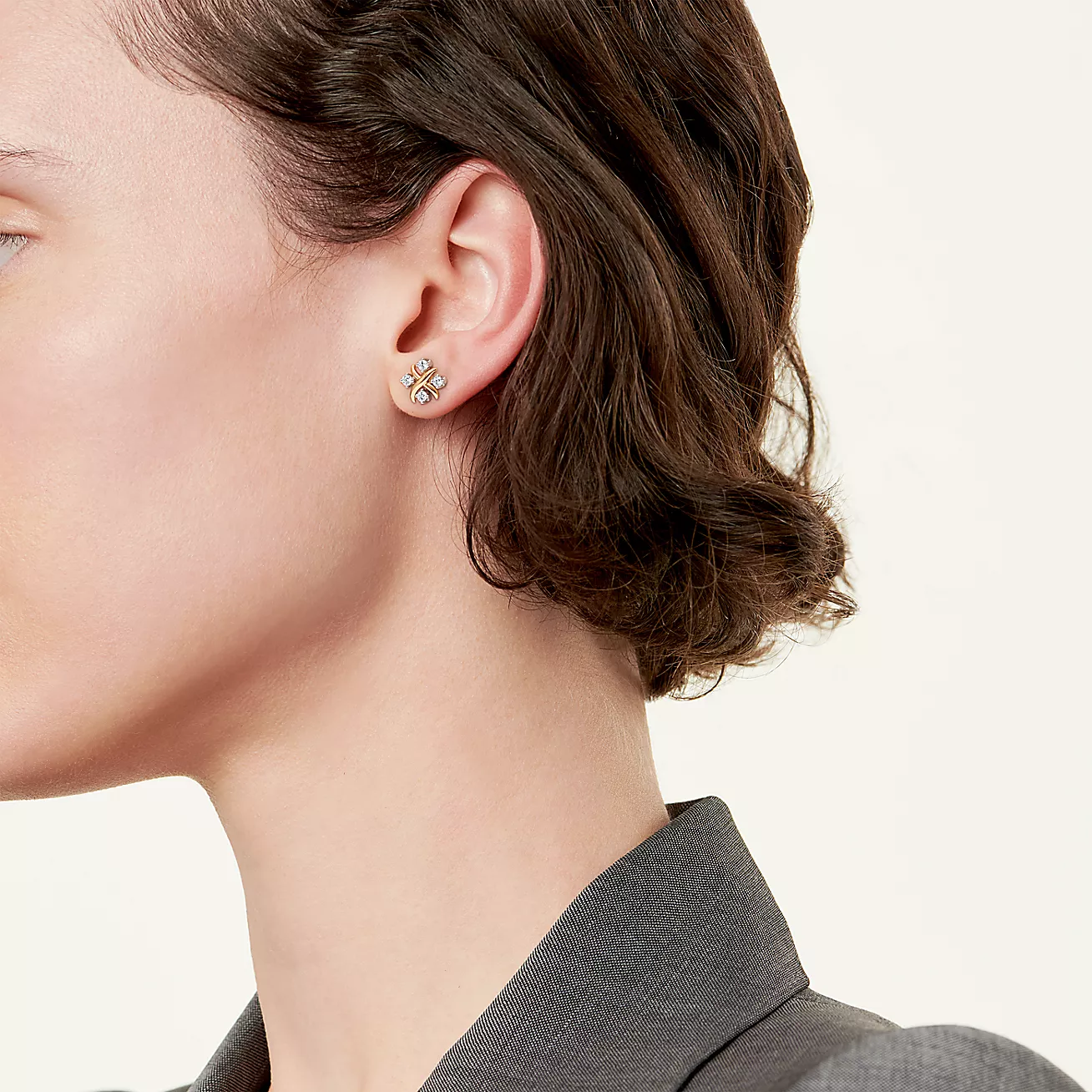Sixteen Stone by Tiffany Earrings in Yellow Gold and Platinum with Diamonds (1:1 replica)
