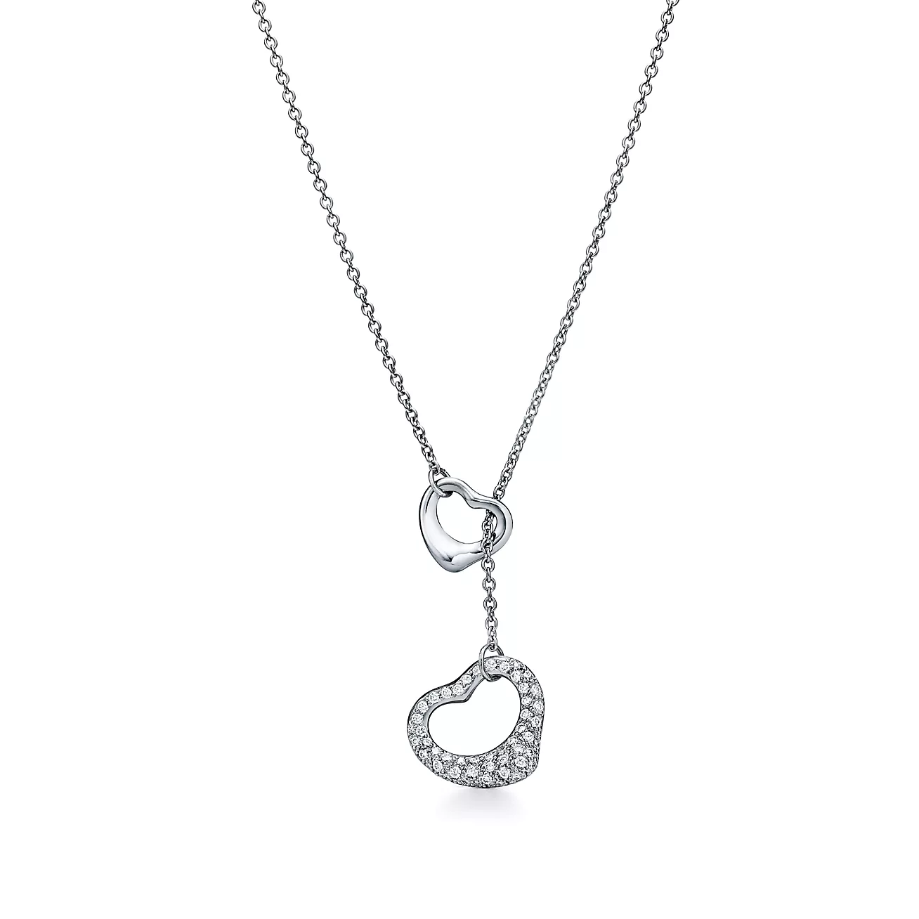 Tiffany Open Heart Necklace in Platinum with Pavé Diamonds (1:1 replica)