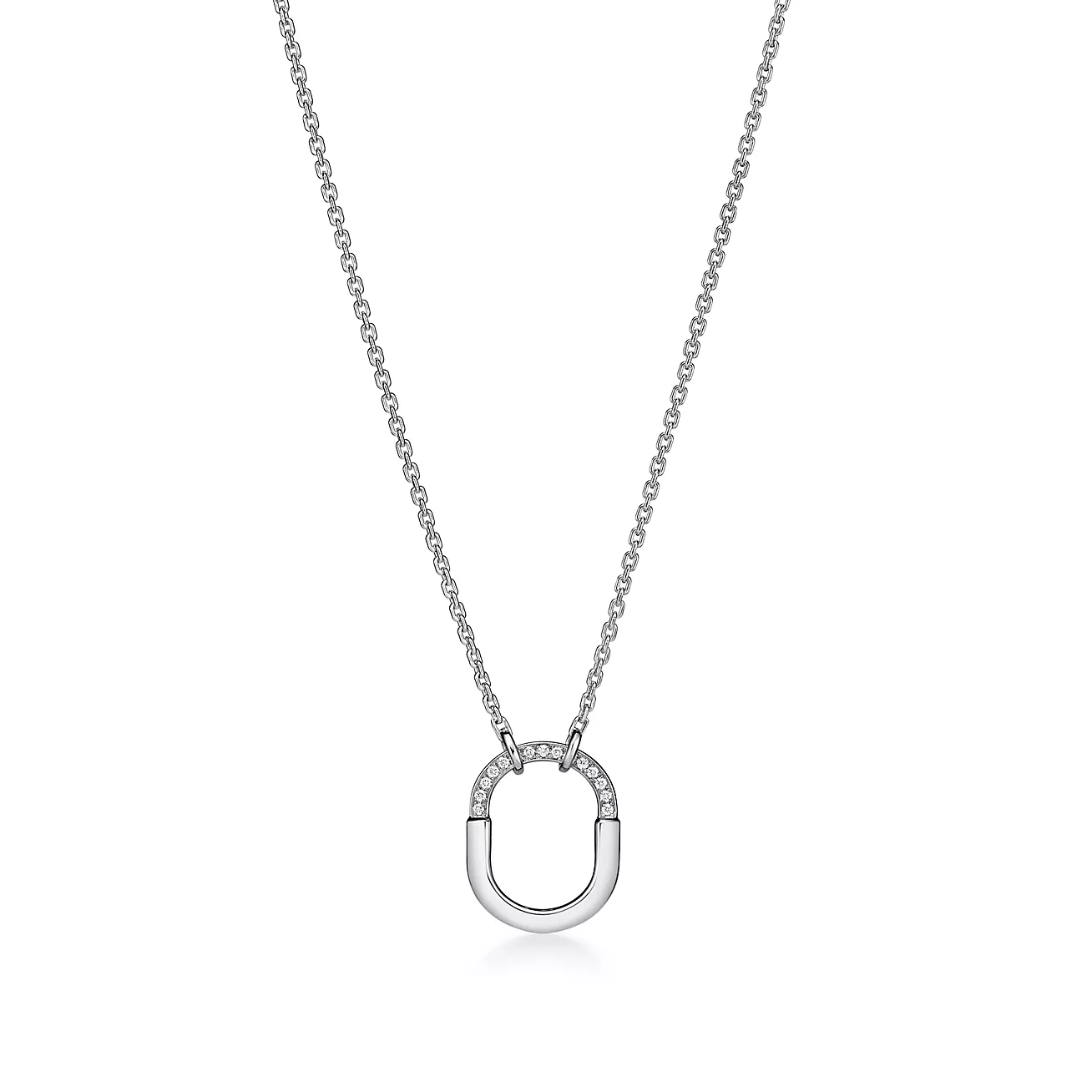 Tiffany Lock Small Pendant in White Gold with Diamonds (1:1 replica)