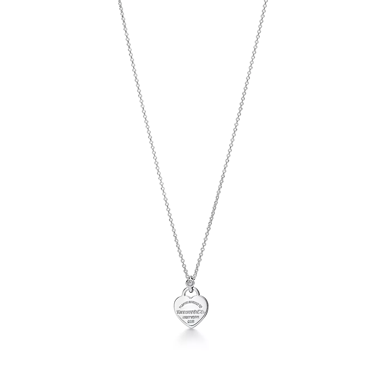 Return to Tiffany Mini Heart Tag Pendant in Sterling Silver with a Diamond (1:1 replica)