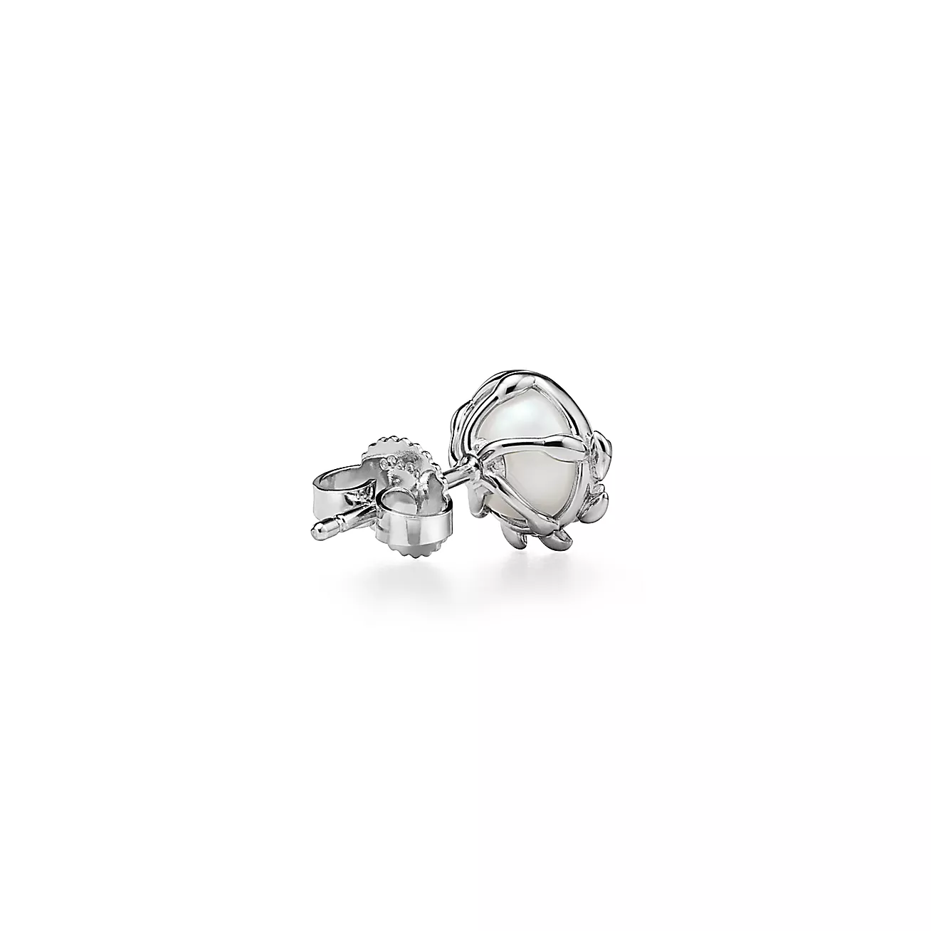Tiffany Paloma Picasso® Olive Leaf Stud Earrings in Sterling Silver with Pearls (1:1 replica)