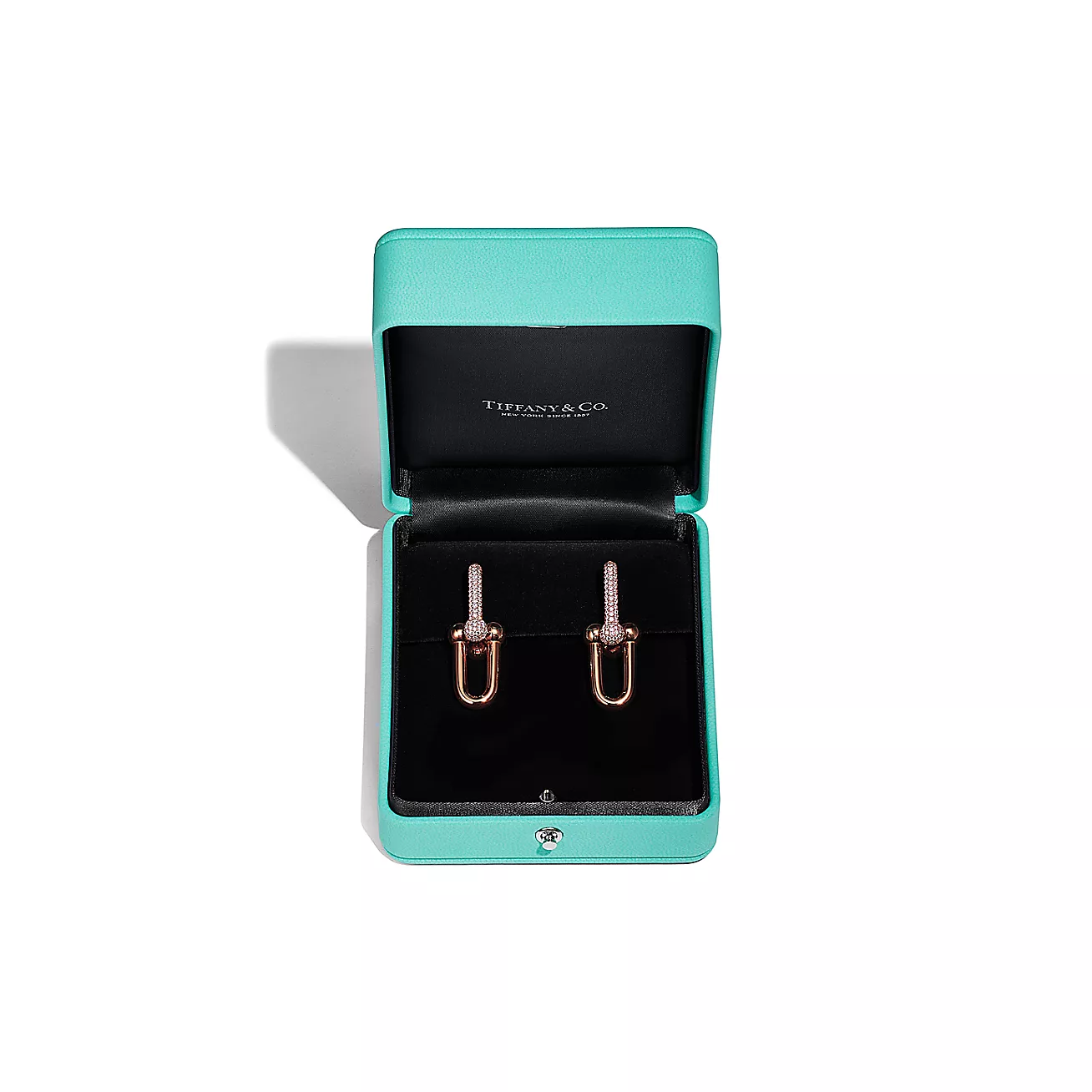 Tiffany HardWear Large Link Earrings in Rose Gold with Pavé Diamonds (1:1 replica)