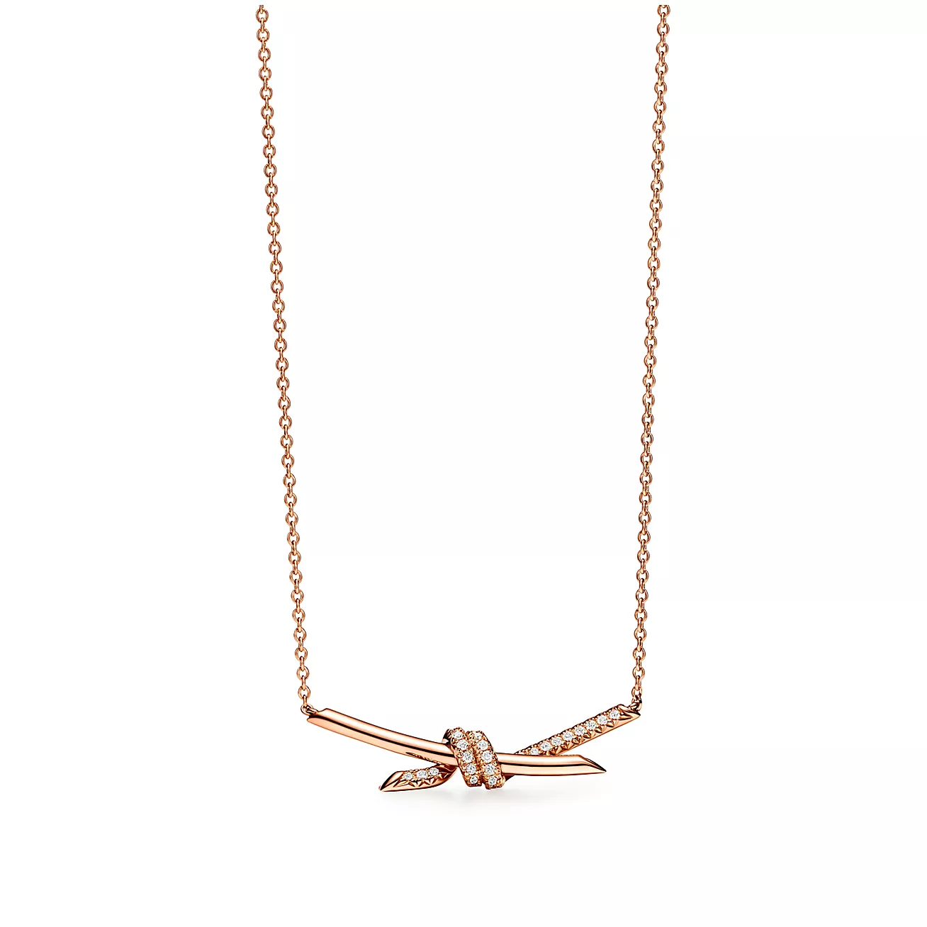 Tiffany Knot Pendant in Rose Gold with Diamonds (1:1 replica)