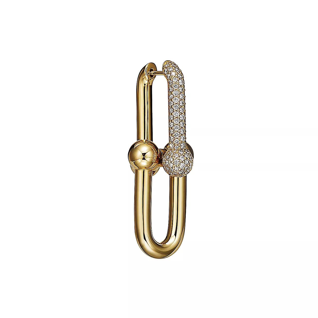 Tiffany HardWear Large Link Earrings in Yellow Gold with Pavé Diamonds (1:1 replica)