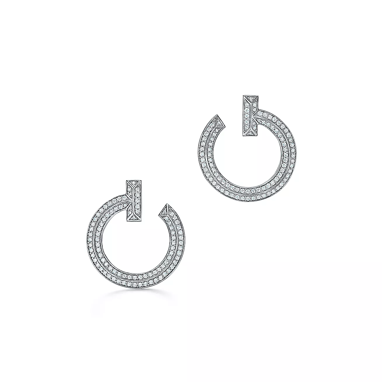 Tiffany T T1 Open Hoop Earrings in White Gold with Diamonds (1:1 replica)