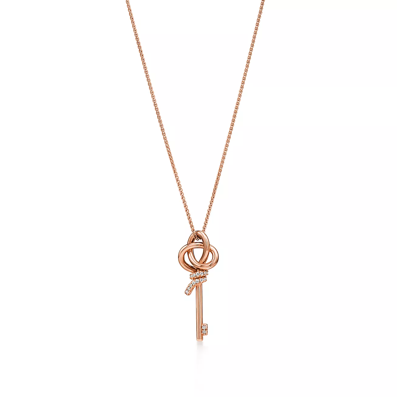 Tiffany Knot Mini Key Pendant in Rose Gold with Diamonds (1:1 replica)