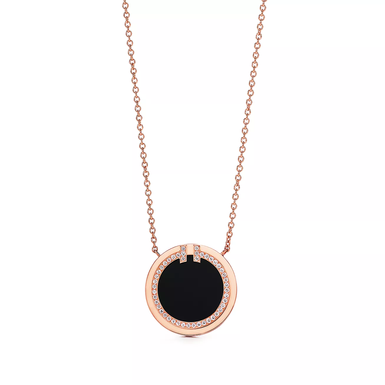 Tiffany T Diamond and Black Onyx Circle Pendant (1:1 replica)
