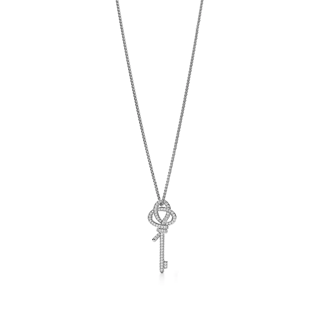 Tiffany Knot Medium Key Pendant in Platinum with Diamonds (1:1 replica)