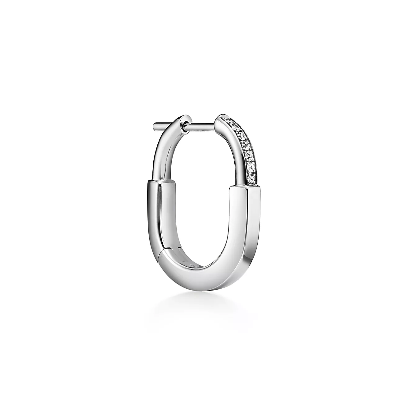 Tiffany Lock Small Earrings in White Gold with Diamonds (1:1 replica)