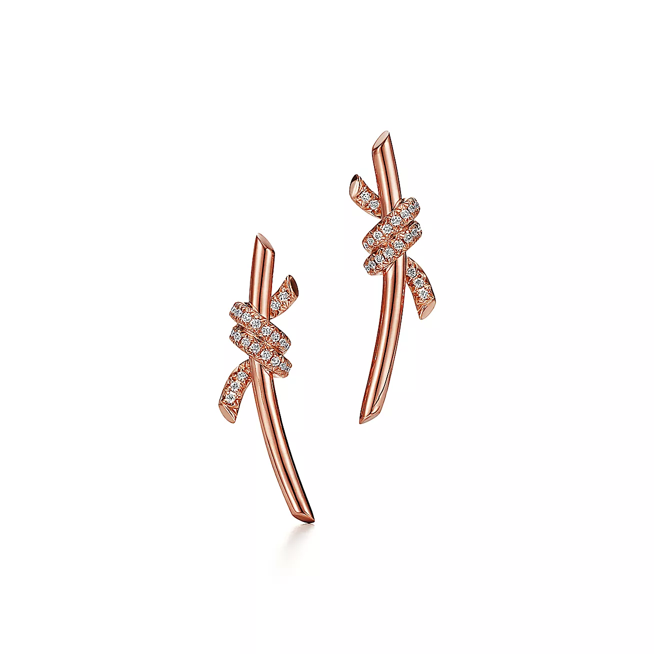 Tiffany Knot Earrings in Rose Gold with Diamonds (1:1 replica)