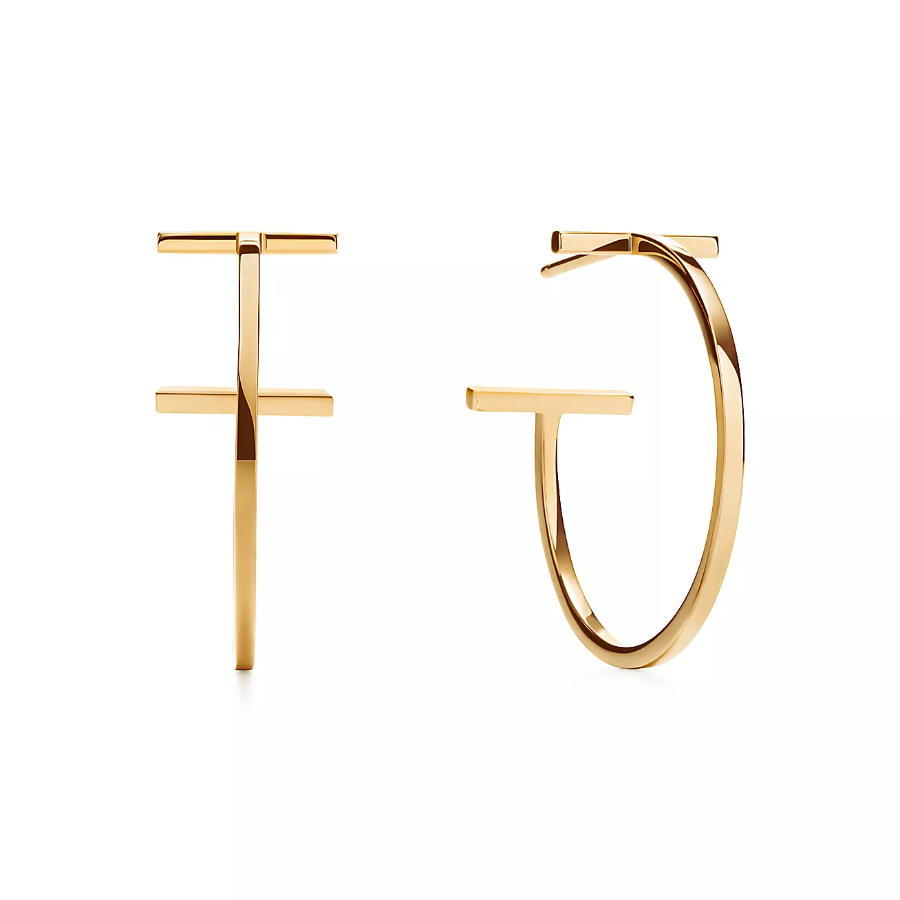 Tiffany T Hoop Earrings in Yellow Gold (1:1 replica)