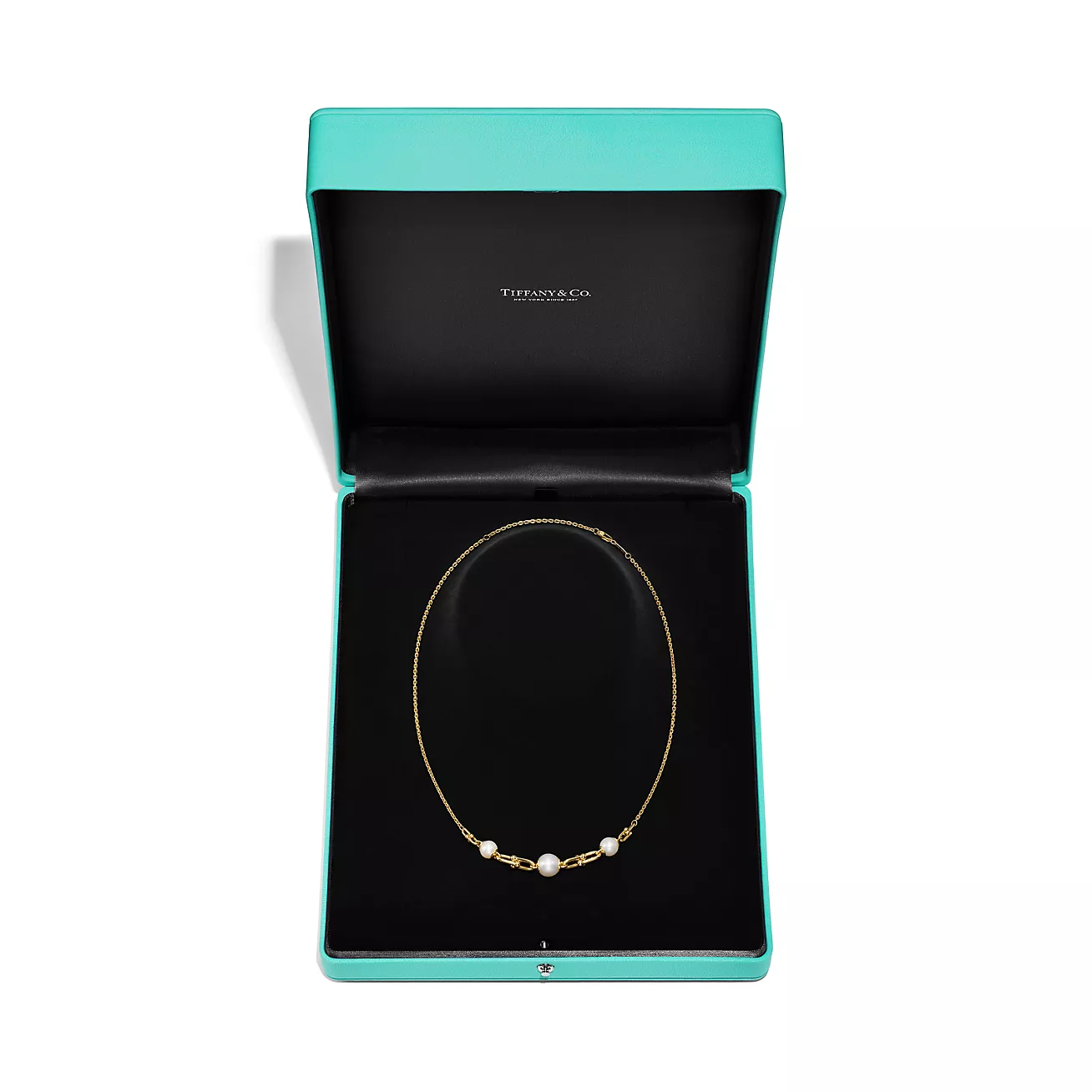 Tiffany HardWear Link Necklace in Yellow Gold with Freshwater Pearls (1:1 replica)
