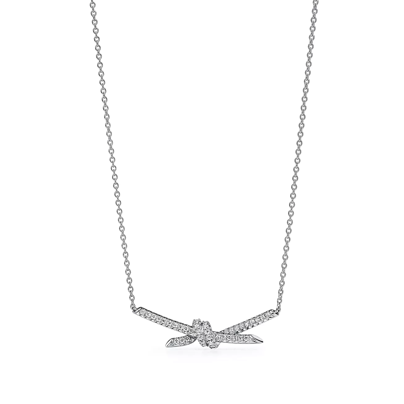 Tiffany Knot Pendant in White Gold with Diamonds (1:1 replica)