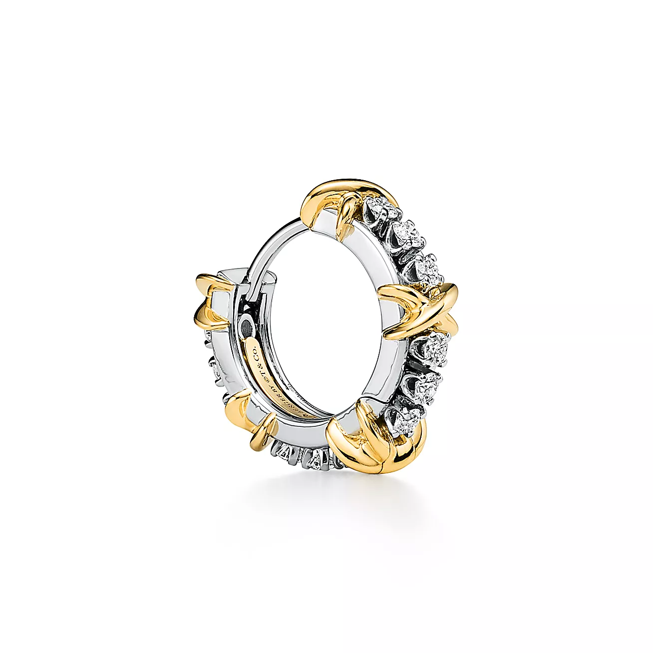 Sixteen Stone by Tiffany Narrow Earrings in Platinum & Yellow Gold with Diamonds (1:1 replica)