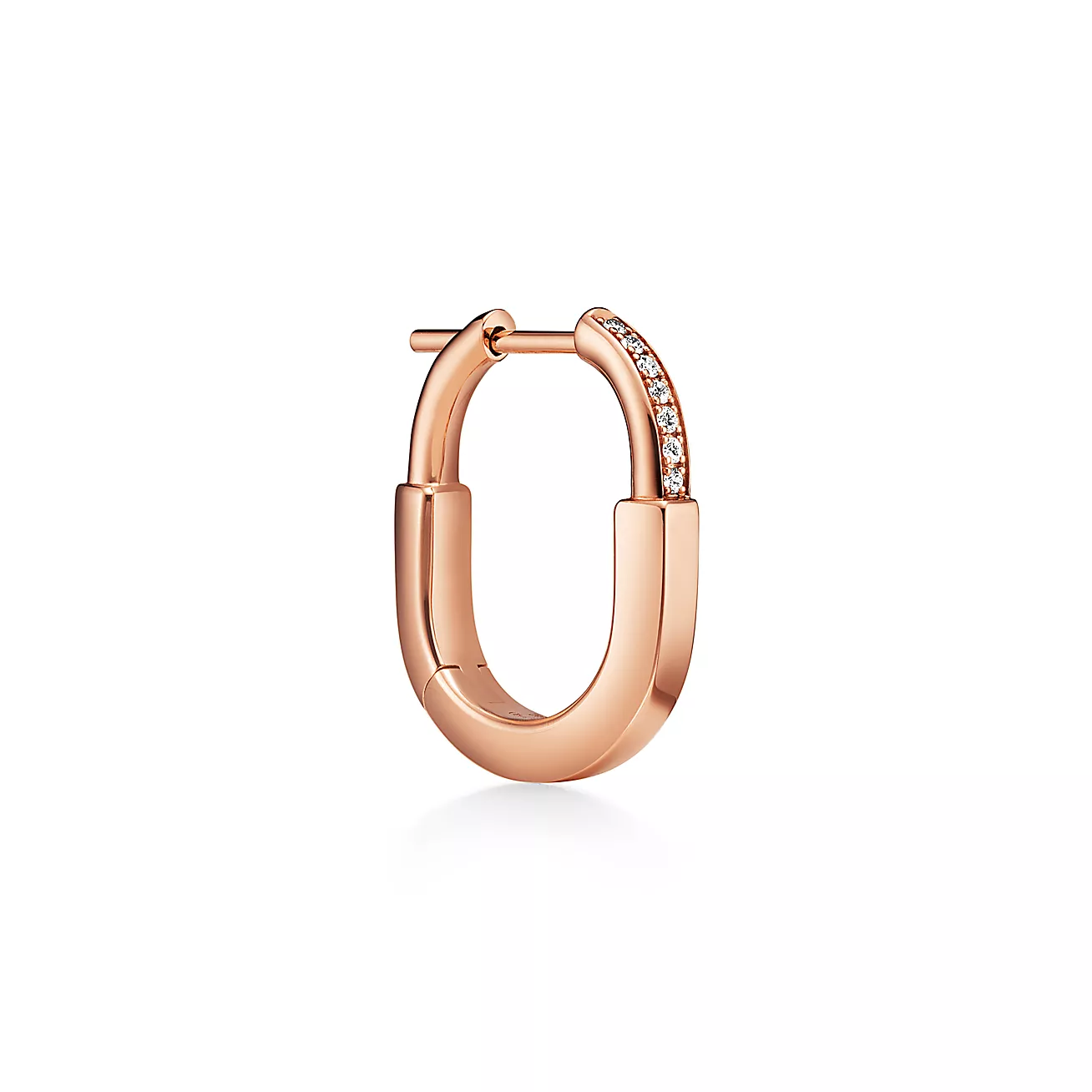 Tiffany Lock Small Earrings in Rose Gold with Diamonds (1:1 replica)