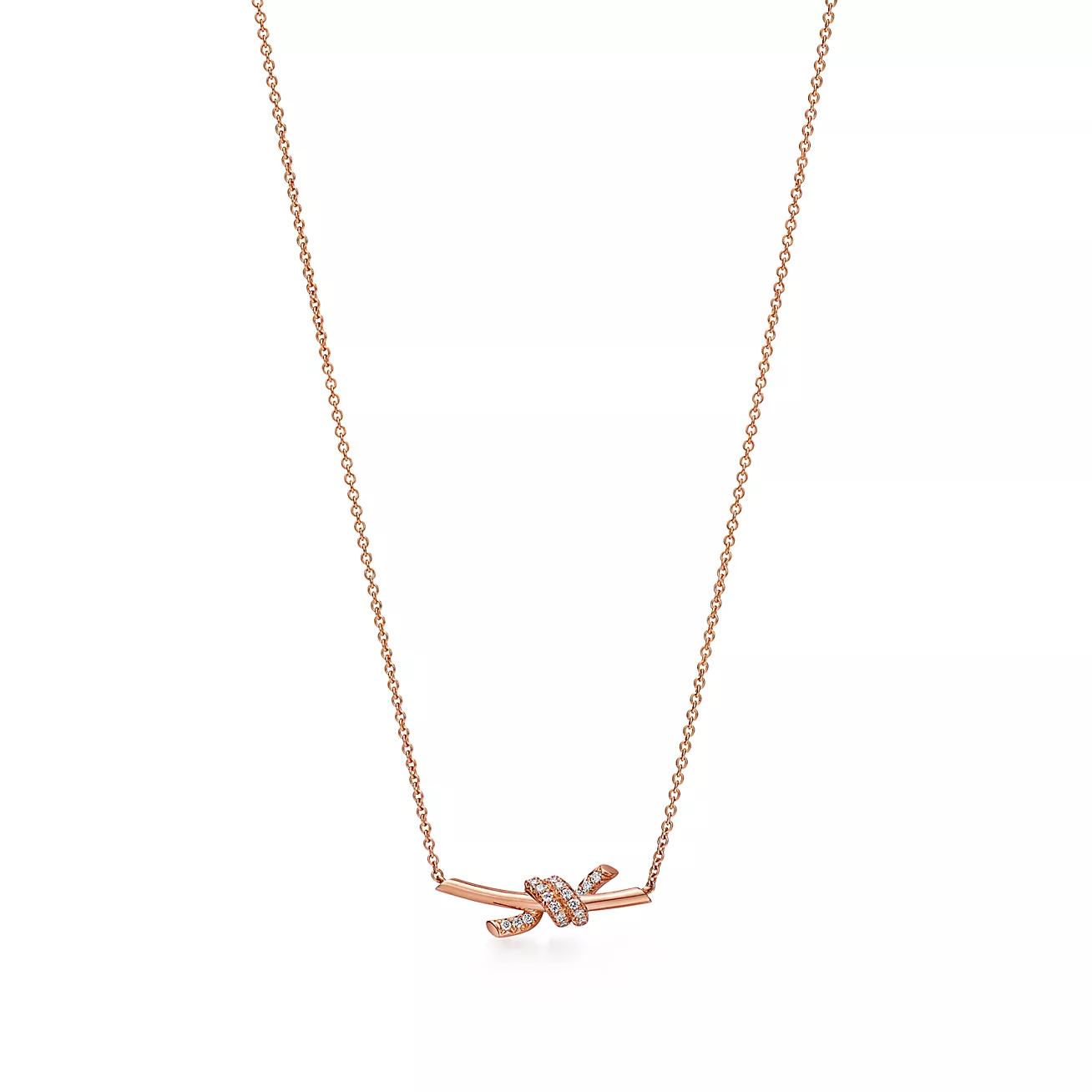 Tiffany Knot Small Pendant in Rose Gold with Diamonds (1:1 replica)