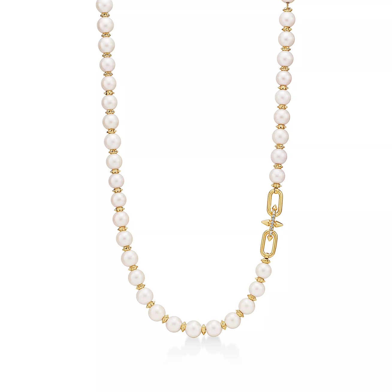 Tiffany Titan by Pharrell Williams Pearl Necklace in Yellow Gold with Diamonds (1:1 replica)