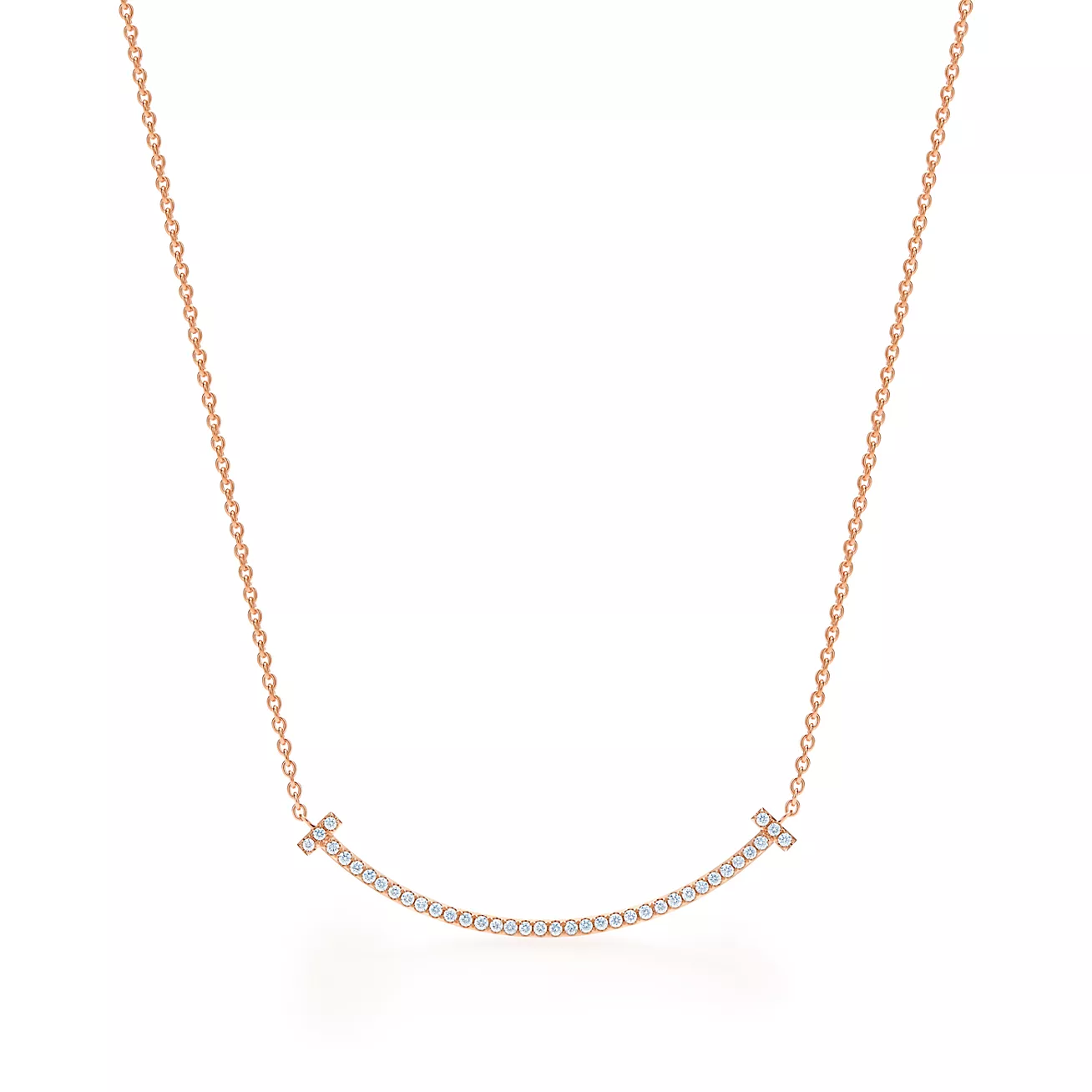Tiffany T Smile Pendant in Rose Gold with Diamonds, Small (1:1 replica)