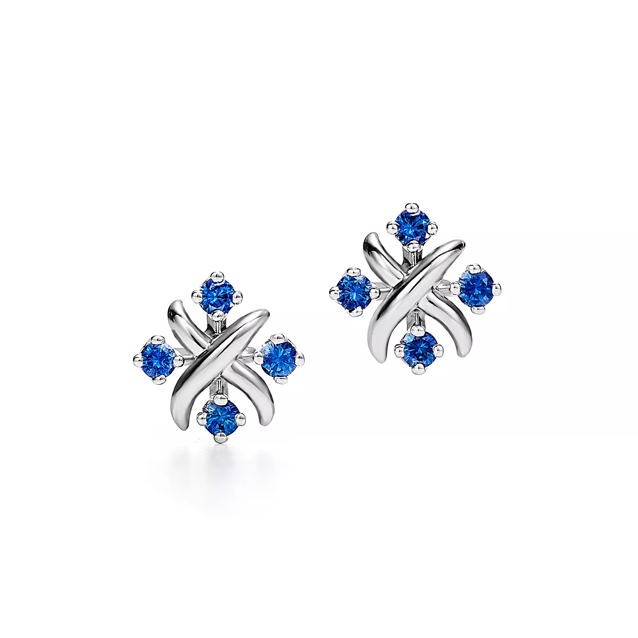 Sixteen Stone by Tiffany Earrings in Platinum with Sapphires (1:1 replica)