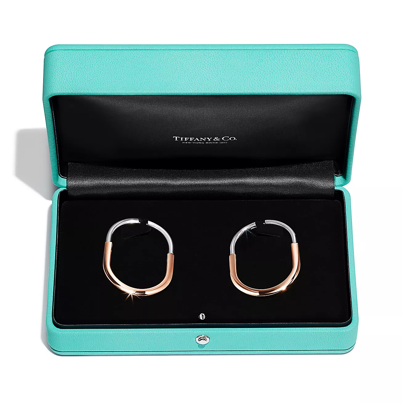 Tiffany Lock Earrings in Rose and White Gold with Diamonds, Extra Large (1:1 replica)