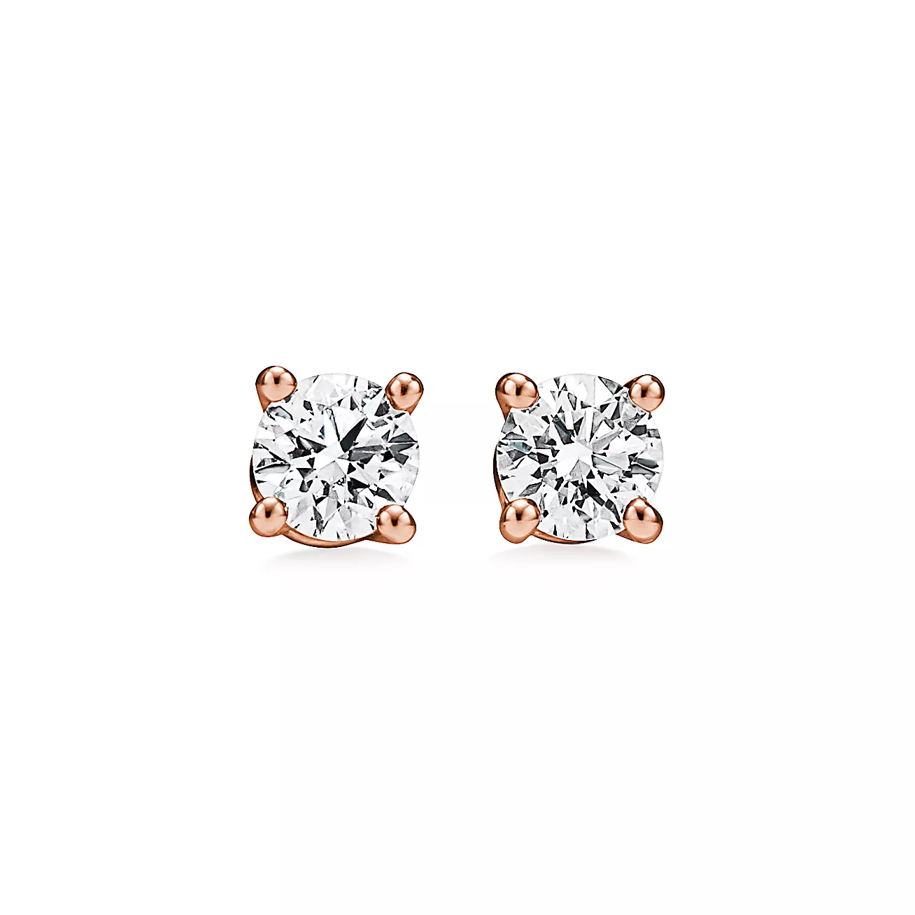 Tiffany Solitaire Diamond Stud Earrings in Rose Gold (1:1 replica)
