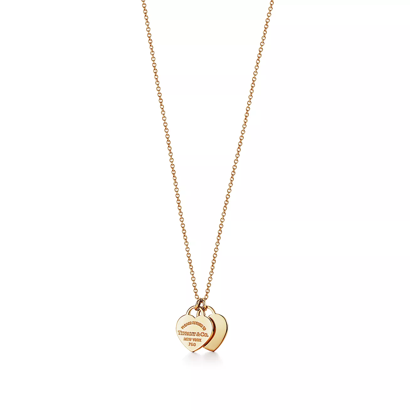 Return to Tiffany® Double Heart Tag Pendant in Yellow Gold, Mini (1:1 replica)