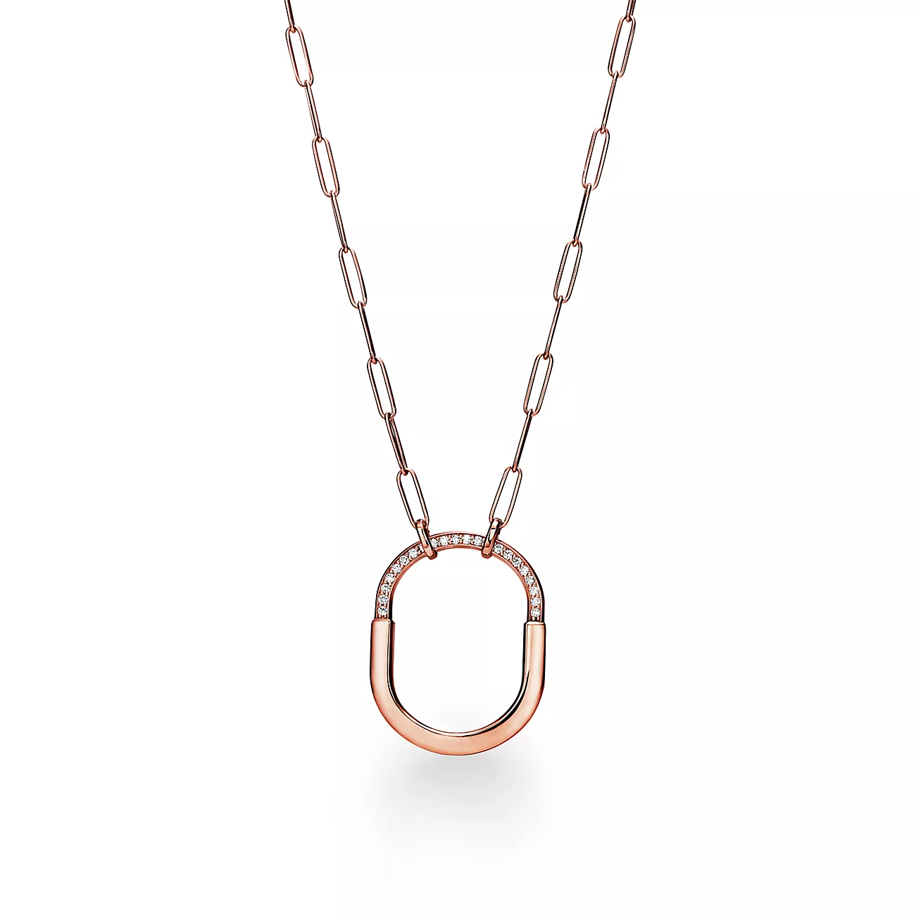 Tiffany Lock Pendant in Rose Gold with Diamonds, Large (1:1 replica)