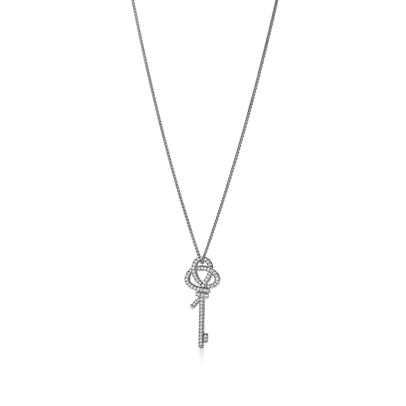 Tiffany Knot Large Key Pendant in Platinum with Diamonds (1:1 replica)