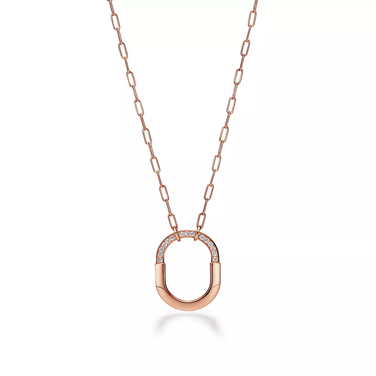 Tiffany Lock Pendant in Rose Gold with Diamonds, Medium (1:1 replica)