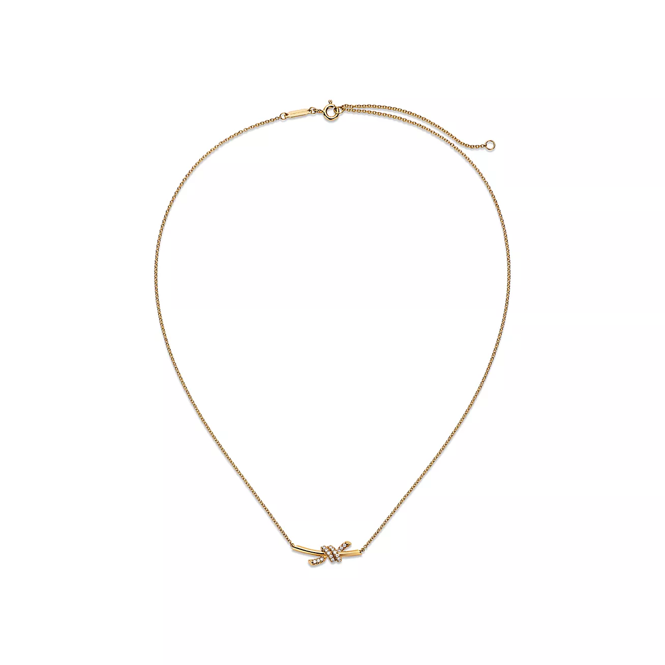 Tiffany Knot Small Pendant in Yellow Gold with Diamonds (1:1 replica)