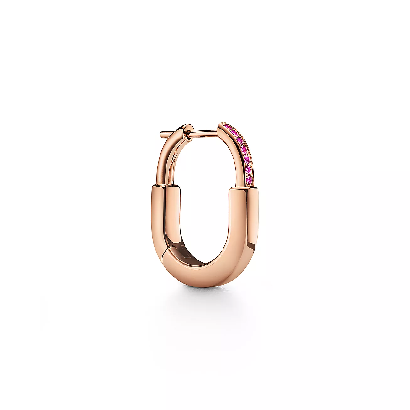 Tiffany Lock Small Earrings in Rose Gold with Pink Sapphires (1:1 replica)