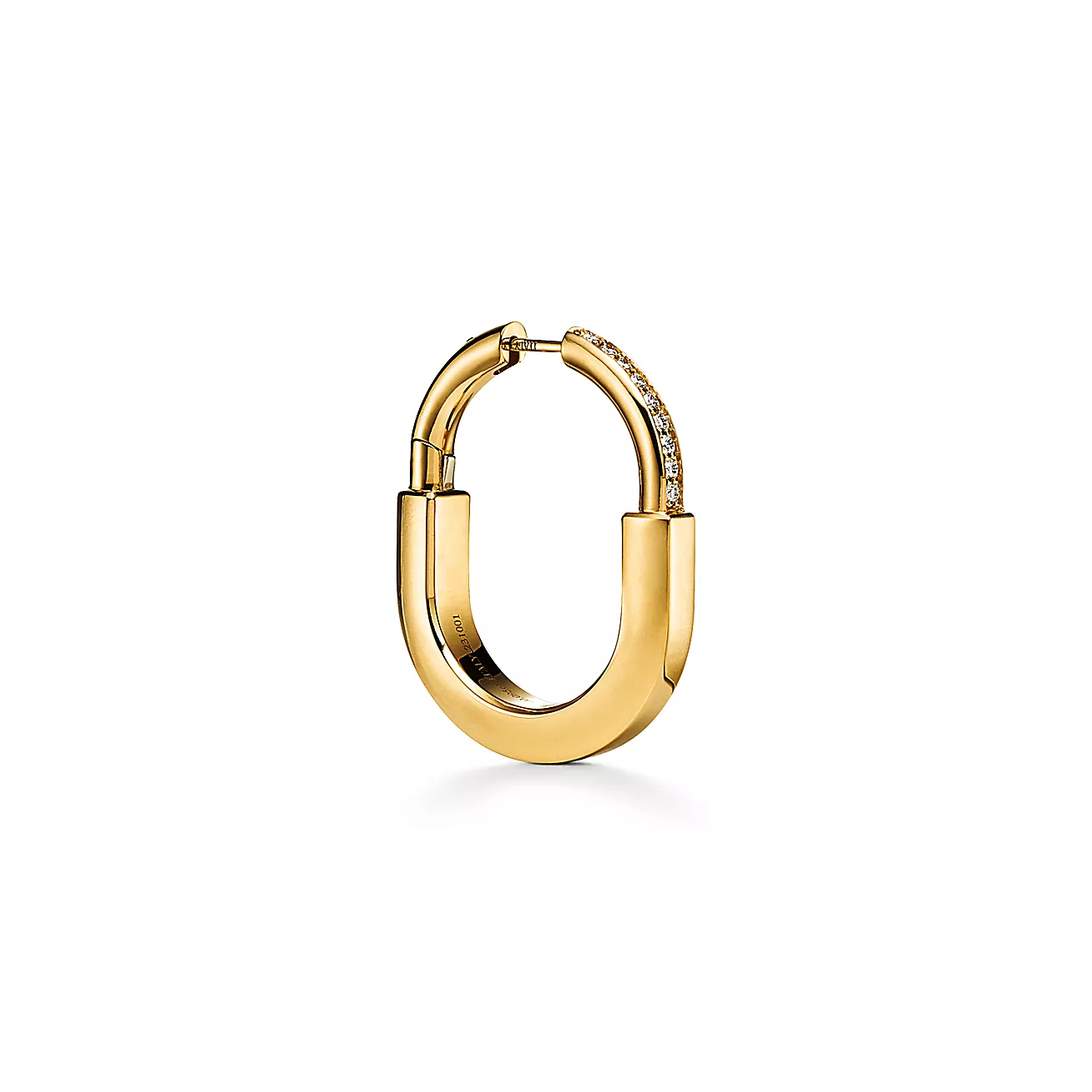 Tiffany Lock Earrings in Yellow Gold with Diamonds, Medium (1:1 replica)