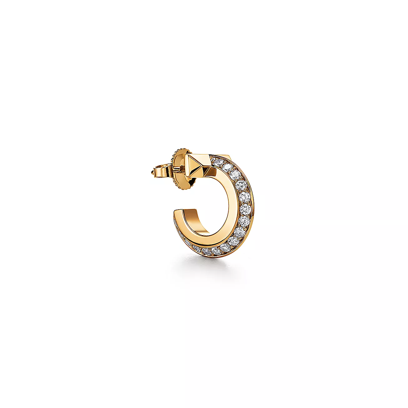 Tiffany T T1 Hoop Earrings in Yellow Gold with Diamonds (1:1 replica)