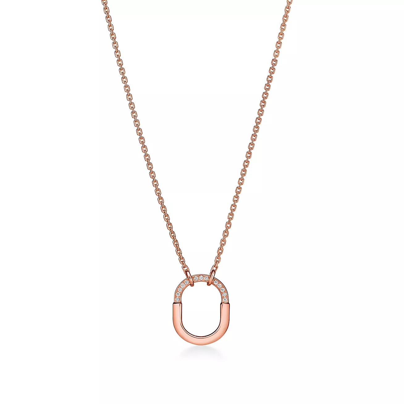 Tiffany Lock Small Pendant in Rose Gold with Diamonds (1:1 replica)