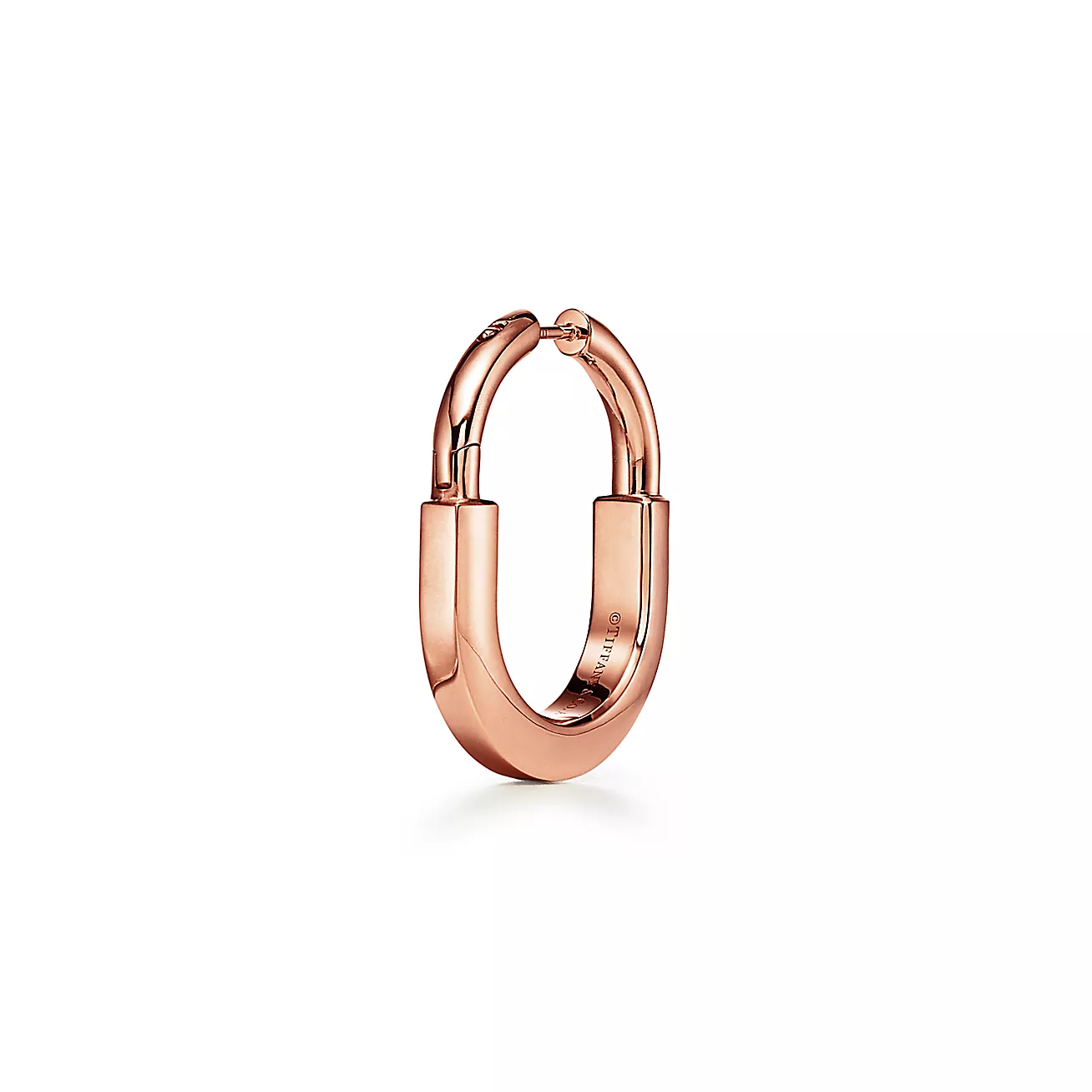 Tiffany Lock Earrings in Rose Gold with Diamonds, Medium (1:1 replica)