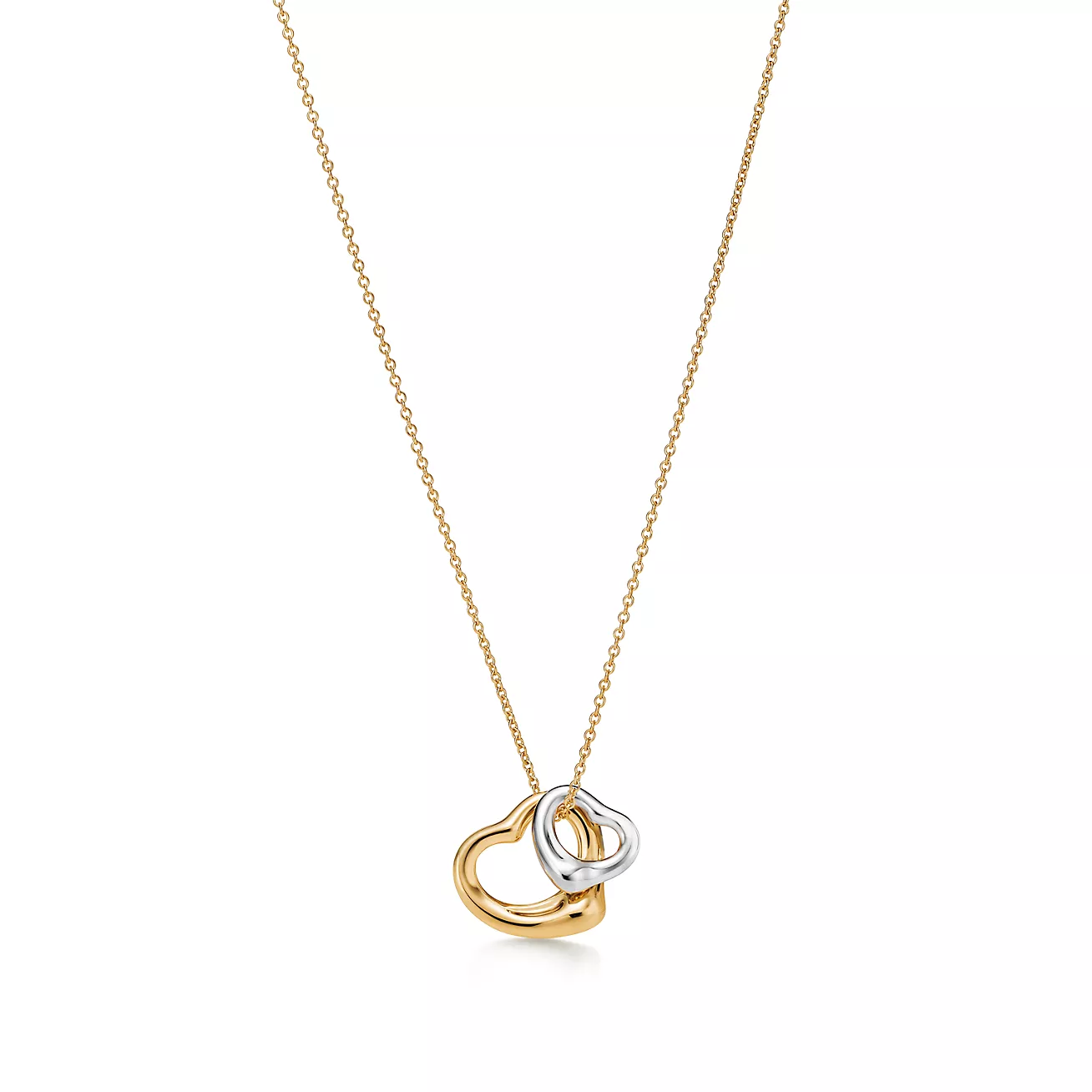 Tiffany Elsa Peretti® Open Heart Pendant in Yellow Gold and Sterling Silver (1:1 replica)