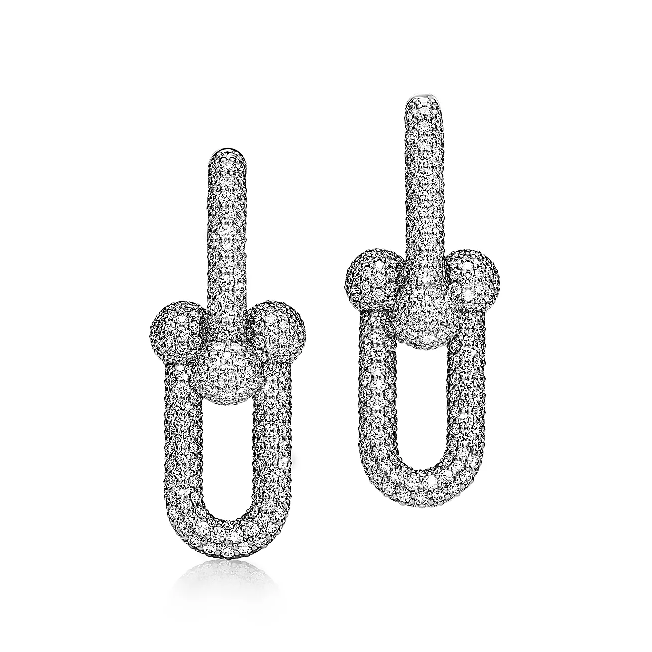Tiffany HardWear Large Link Earrings in White Gold with Diamonds (1:1 replica)