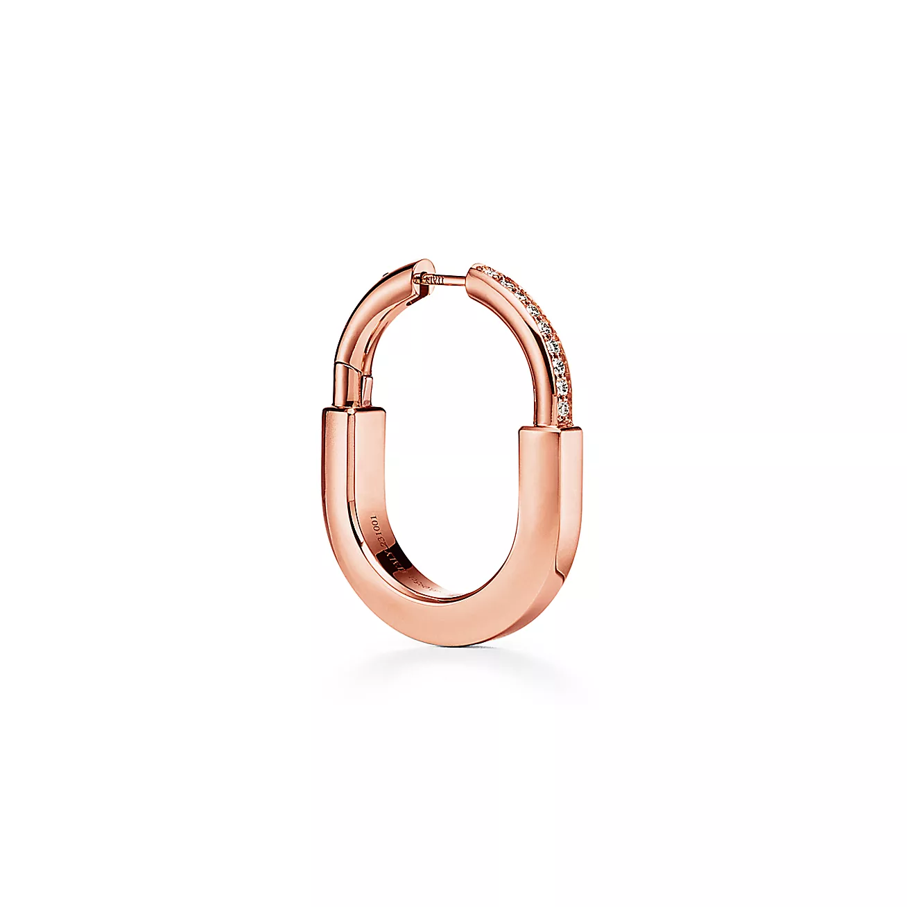 Tiffany Lock Earrings in Rose Gold with Diamonds, Medium (1:1 replica)