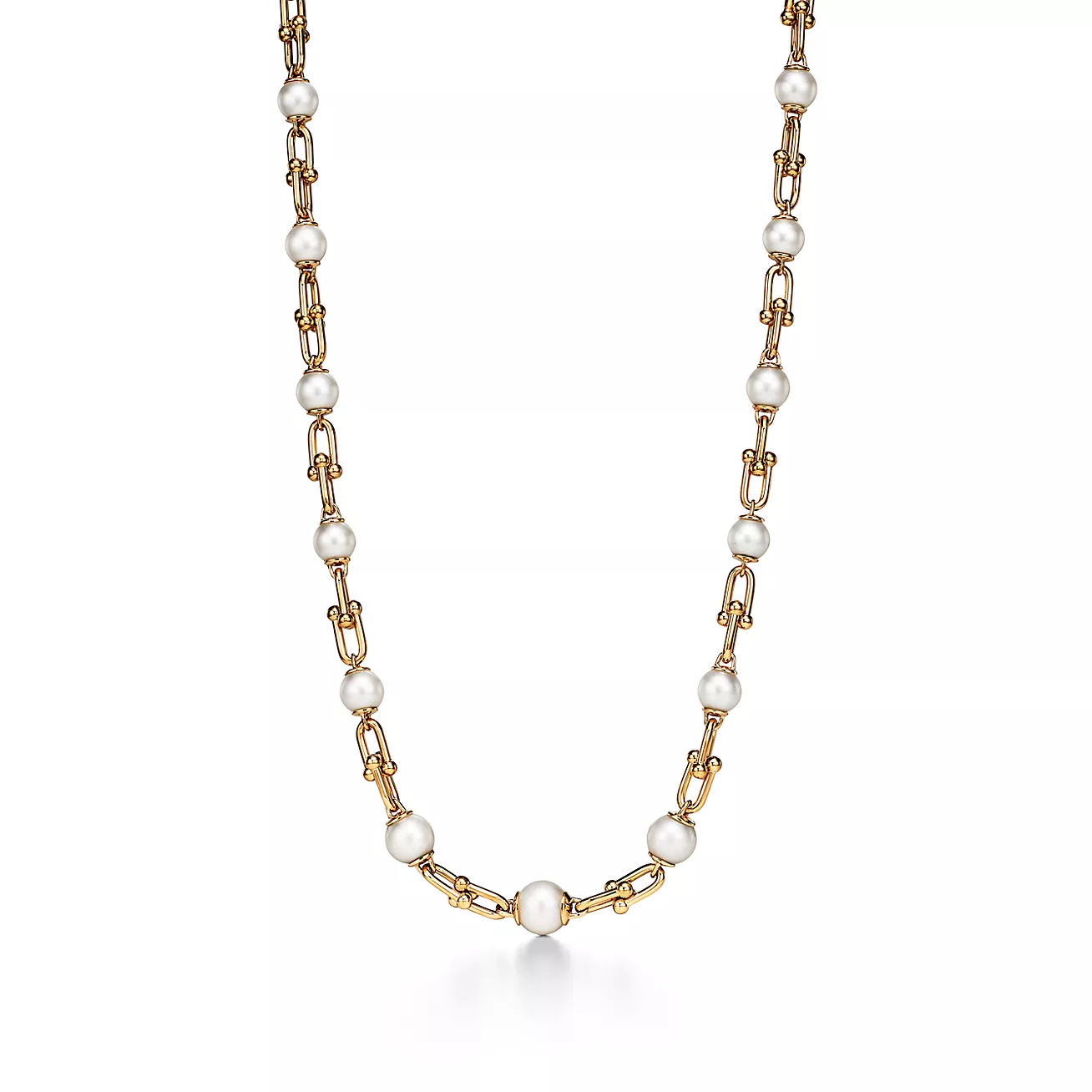 Tiffany HardWear Graduated Link Necklace in Yellow Gold with Freshwater Pearls (1:1 replica)