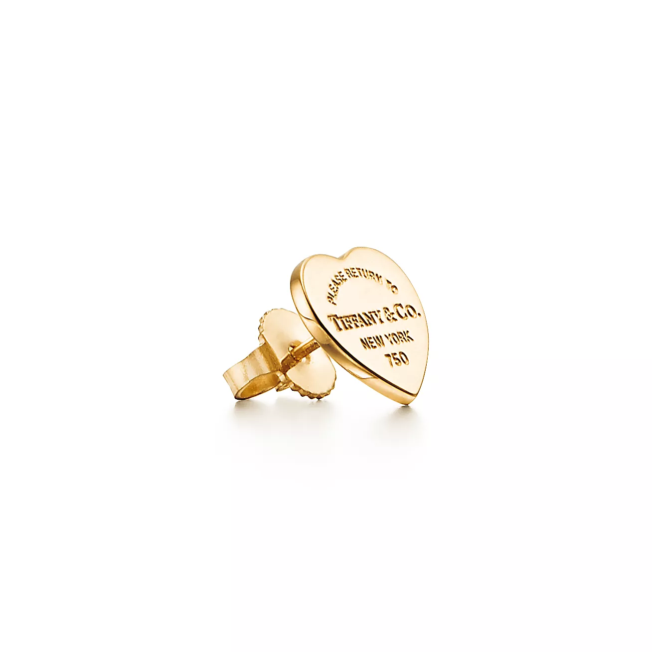 Return to Tiffany® Heart Tag Stud Earrings in Yellow Gold, Mini (1:1 replica)