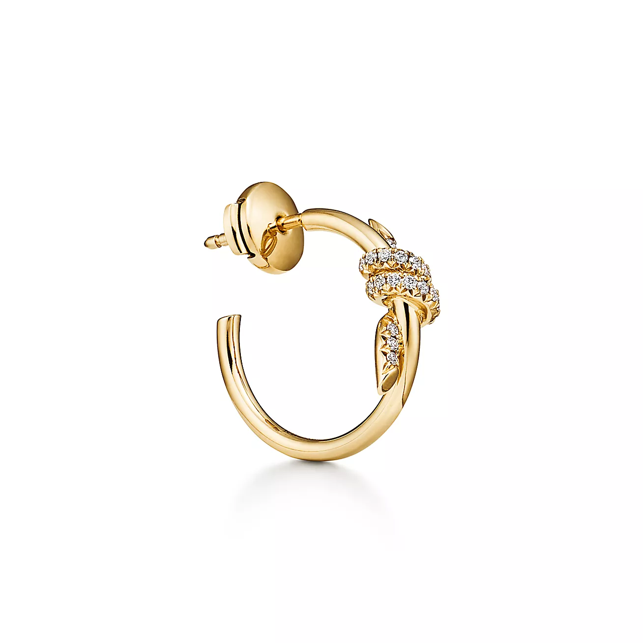 Tiffany Knot Hoop Earrings in Yellow Gold with Diamonds (1:1 replica)