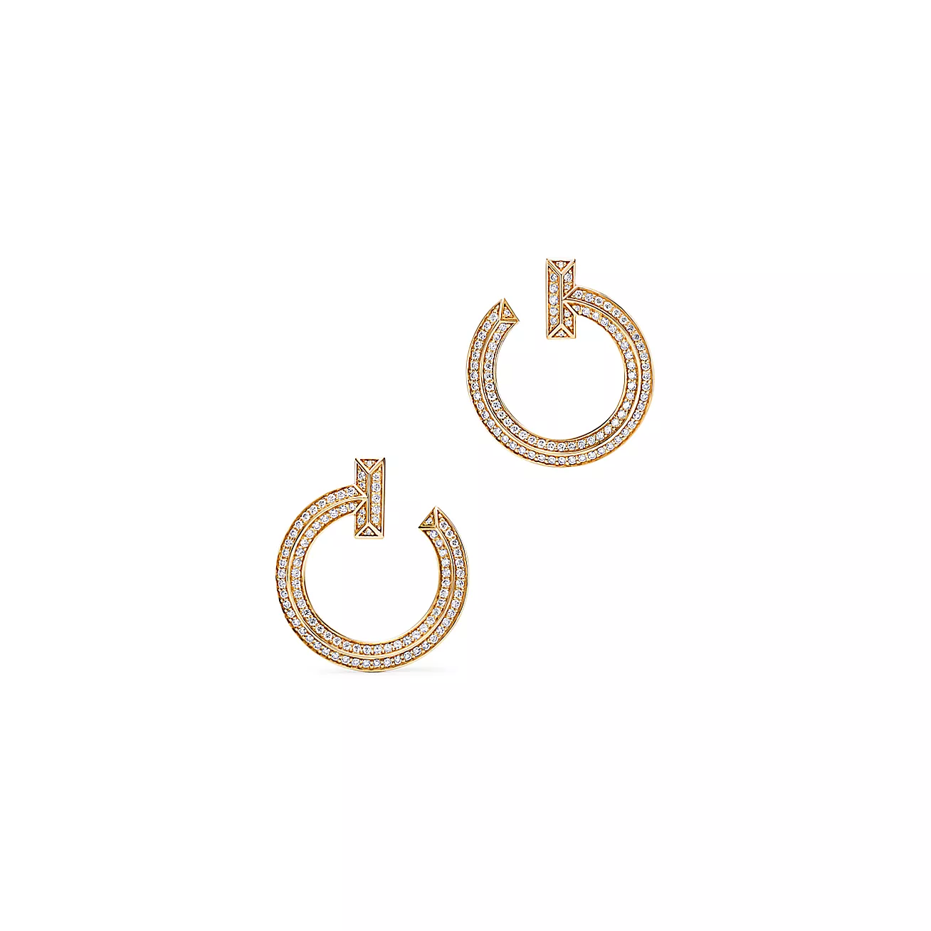 Tiffany T T1 Open Hoop Earrings in Gold with Diamonds (1:1 replica)