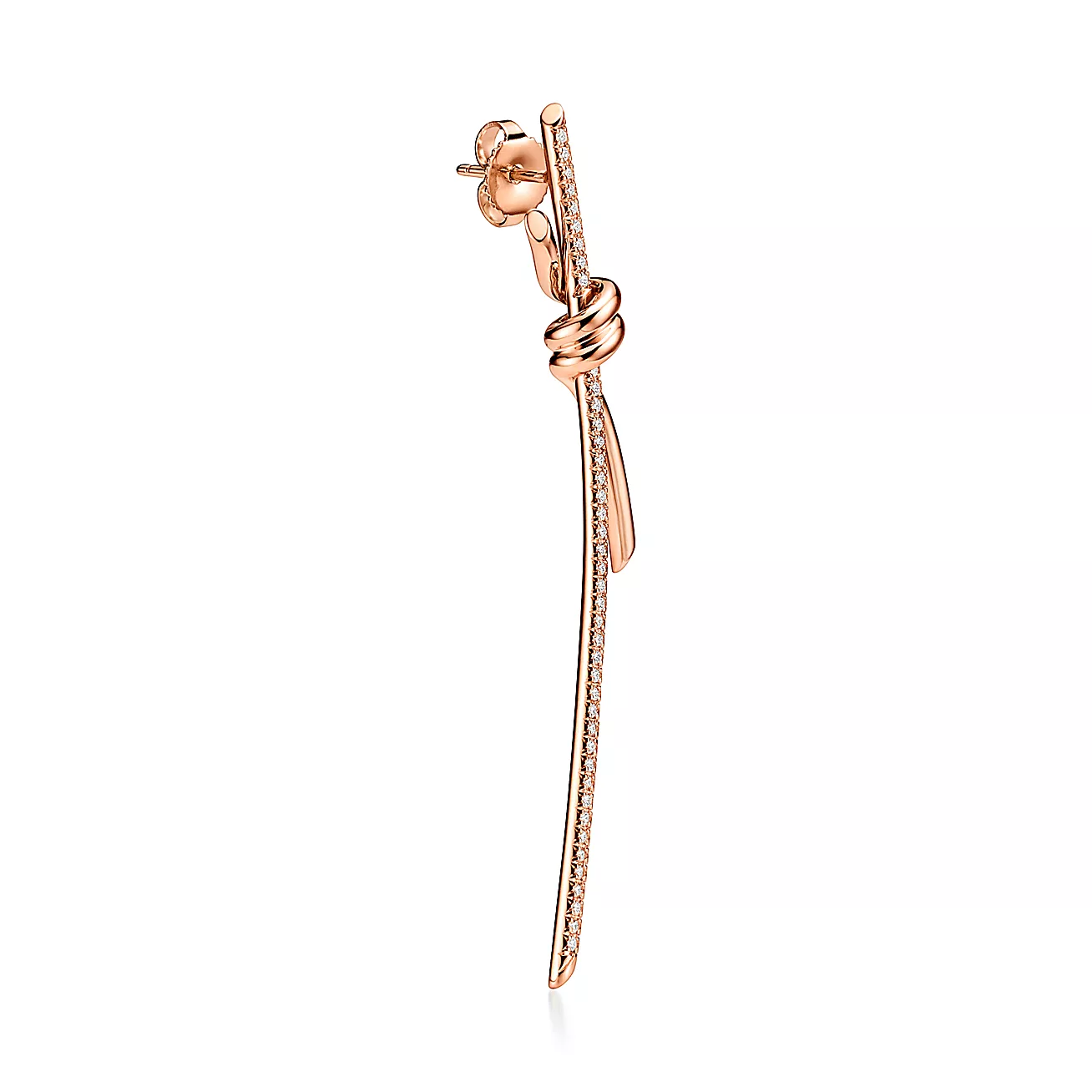 Tiffany Knot Drop Earrings in Rose Gold with Diamonds (1:1 replica)
