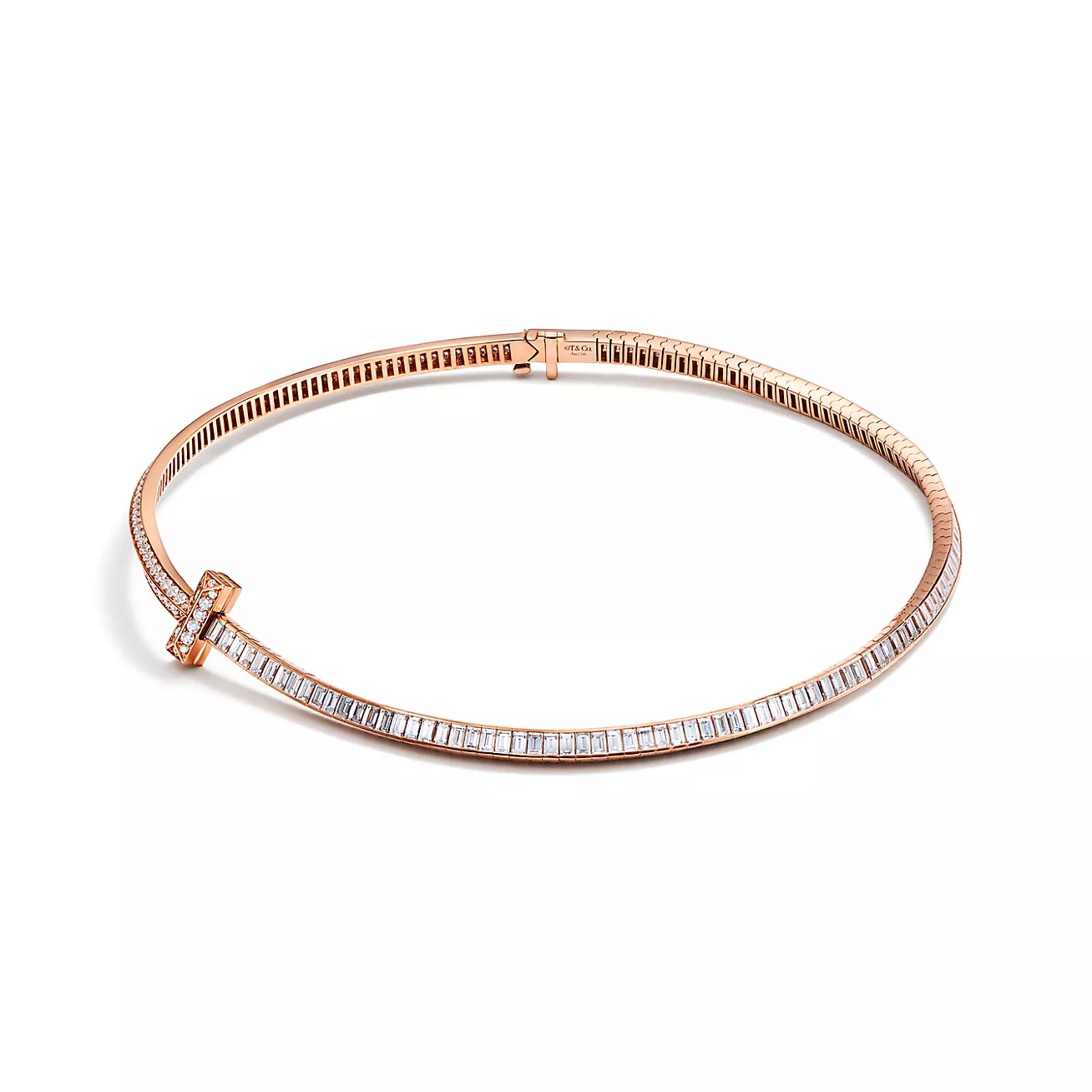 Tiffany T T1 Necklace in Rose Gold with Diamonds (1:1 replica)