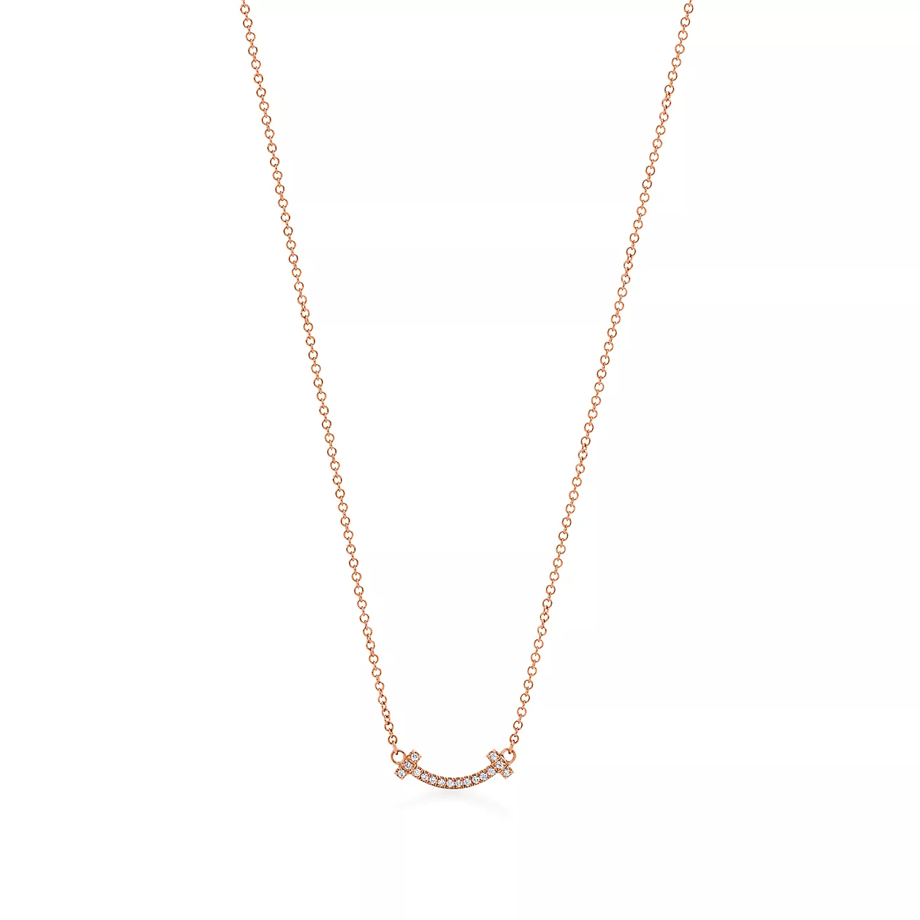 Tiffany T Smile Pendant in Rose Gold with Diamonds (1:1 replica)