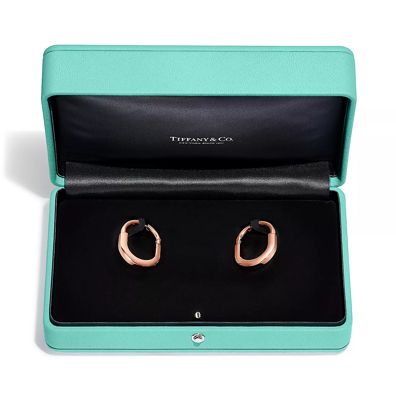 Tiffany Lock Earrings in Rose Gold with Diamonds, Medium (1:1 replica)