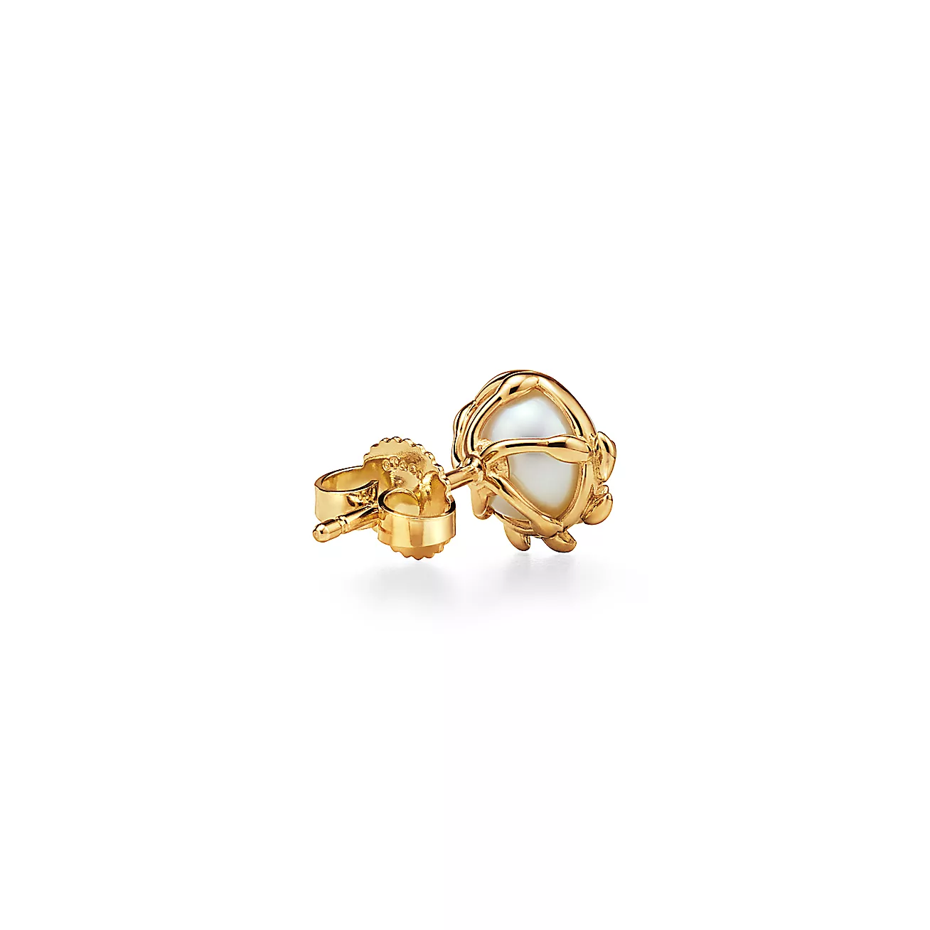 Paloma Picasso® Olive Leaf Stud Earrings in Yellow Gold with Pearls (1:1 replica)