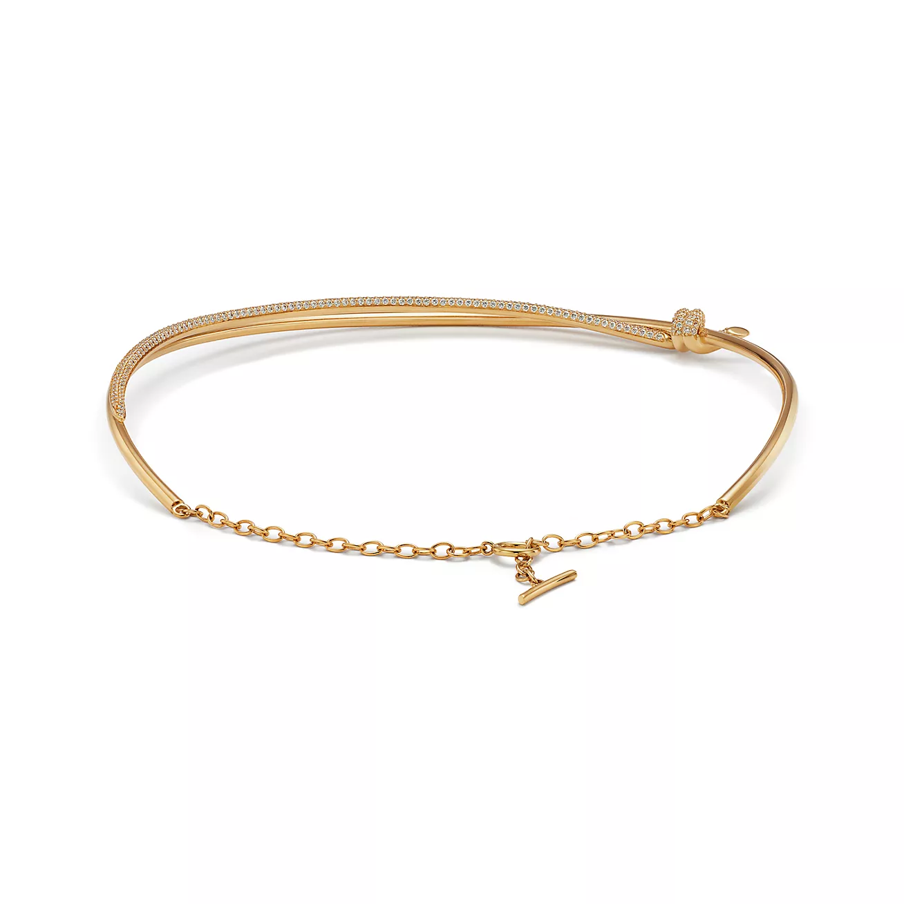 Tiffany Knot Double Row Necklace in Yellow Gold with Diamonds (1:1 replica)