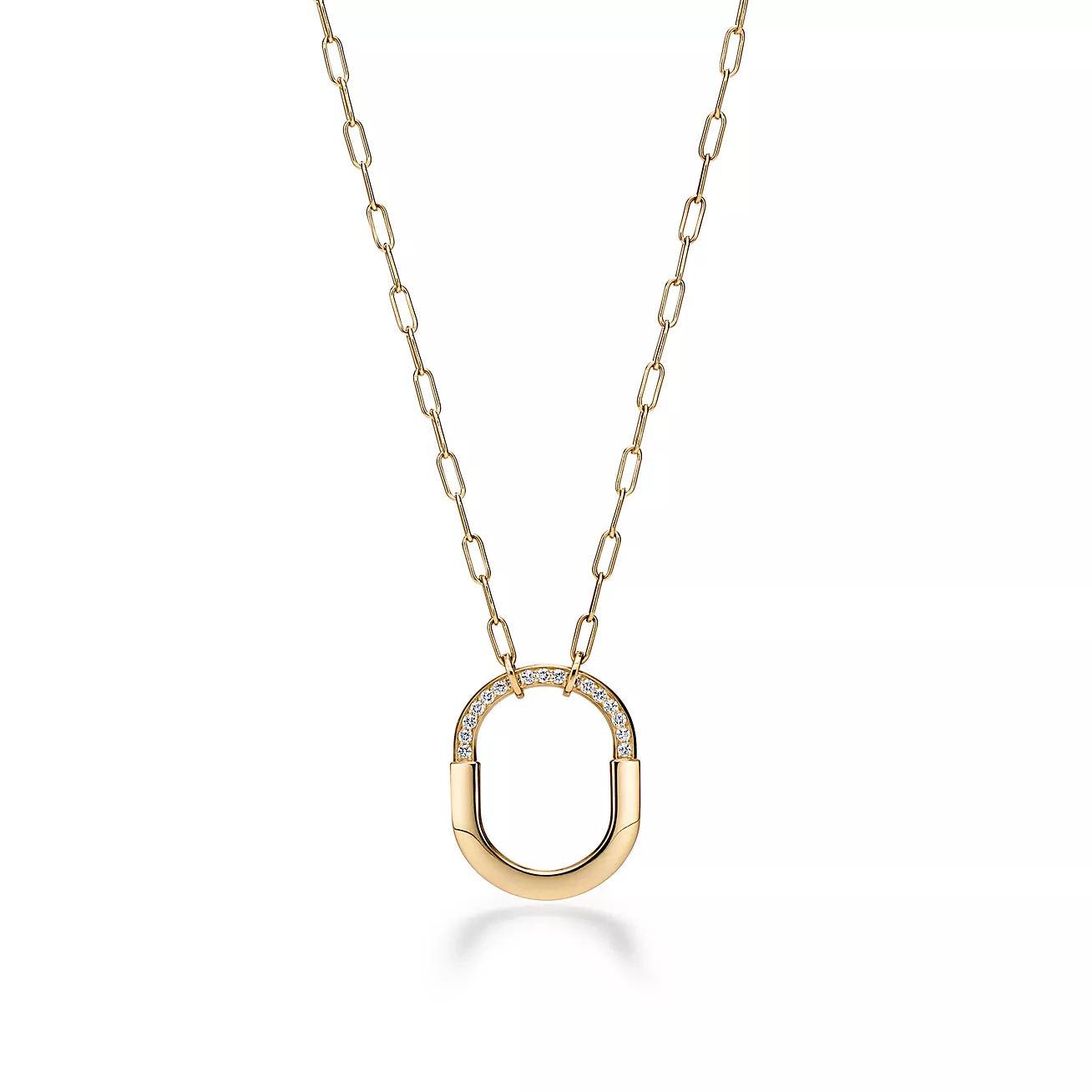 Tiffany Lock Pendant in Yellow Gold with Diamonds, Medium (1:1 replica)